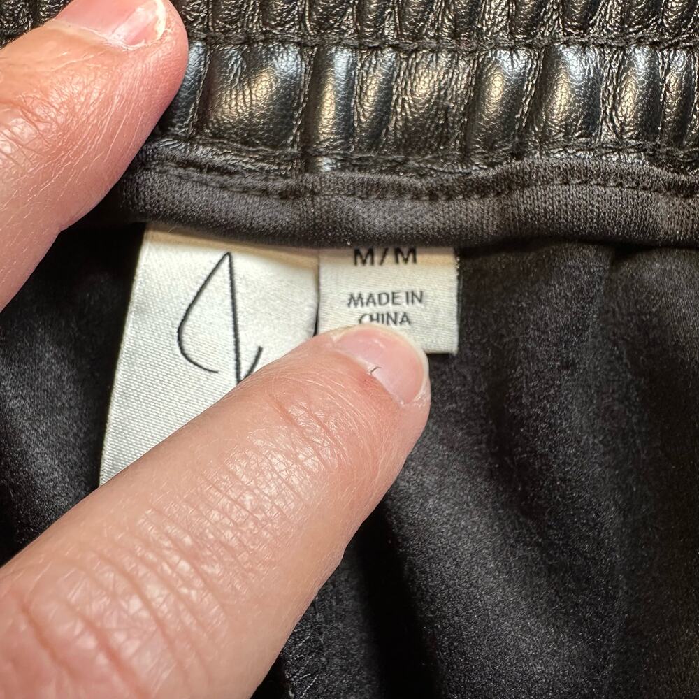 Joie Smocked Waist Faux Leather Pants Pull On Straight Leg MED - Picture 9 of 16